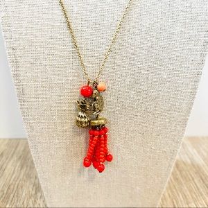 Ann Taylor Monkey Pineapple Beaded Charm Necklace